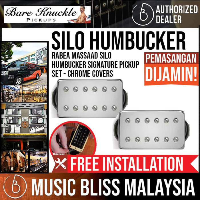 Bare Knuckle Pickups Rabea Massaad Silo Humbucker Signature Pickup Set - Chrome Covers - Music Bliss Malaysia