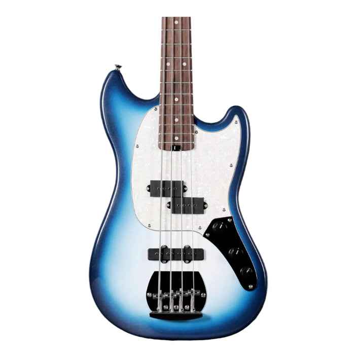 SQOE SJB400 Short Scale 4-Strings Jazz Bass Guitar, Roasted Maple Neck, Rosewood Fretboard - Blue
