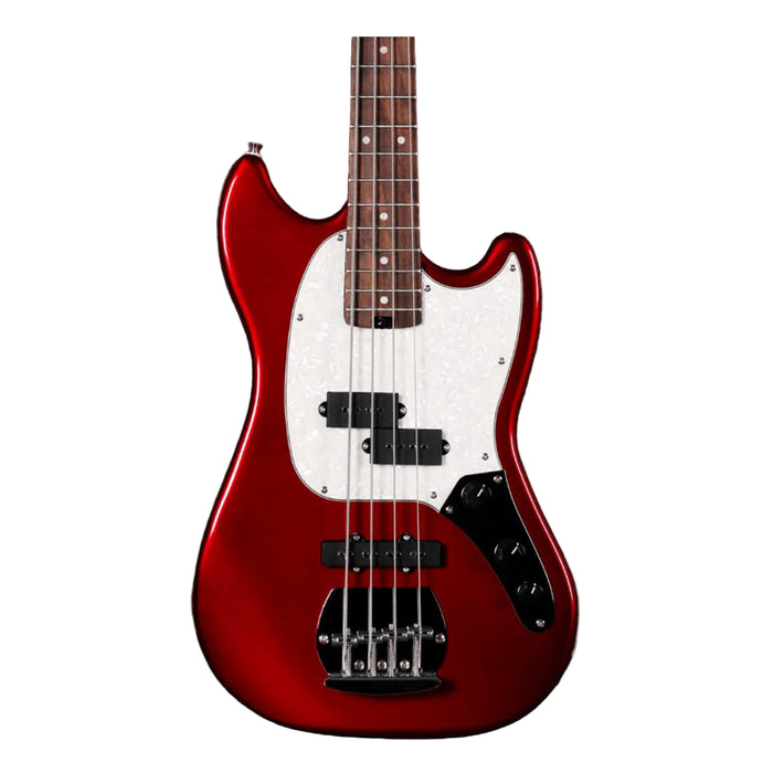 SQOE SJB400 Short Scale 4-Strings Jazz Bass Guitar, Roasted Maple Neck, Rosewood Fretboard - Red