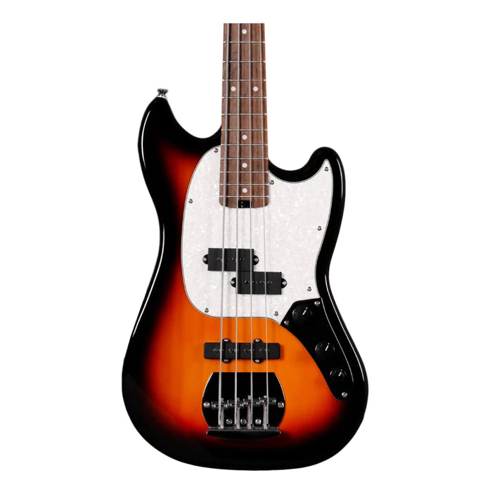 SQOE SJB400 Short Scale 4-Strings Jazz Bass Guitar, Roasted Maple Neck, Rosewood Fretboard - Sunburst
