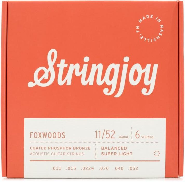 Stringjoy Foxwoods Coated Phosphor Bronze Acoustic Guitar Strings - Super Light Gauge (.011 - .052) - Music Bliss Malaysia