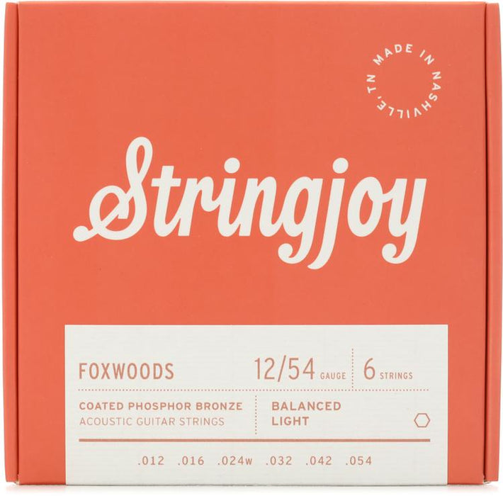 Stringjoy Foxwoods Coated Phosphor Bronze Acoustic Guitar Strings - Light Gauge (.012 - .054) - Music Bliss Malaysia