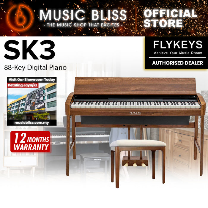Flykeys SK-3 88-Key Digital Piano Home Electric Piano Keyboard - Walnut