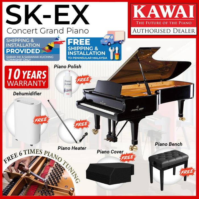 Kawai SK-EX [Made In Japan] Shigeru Kawai Concert Grand Piano - Ebony Polish