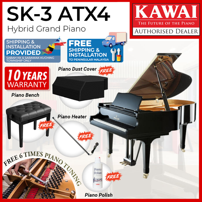 Kawai SK-3 ATX4 [Made In Japan] Hybrid Concert Grand Piano - Ebony Polish