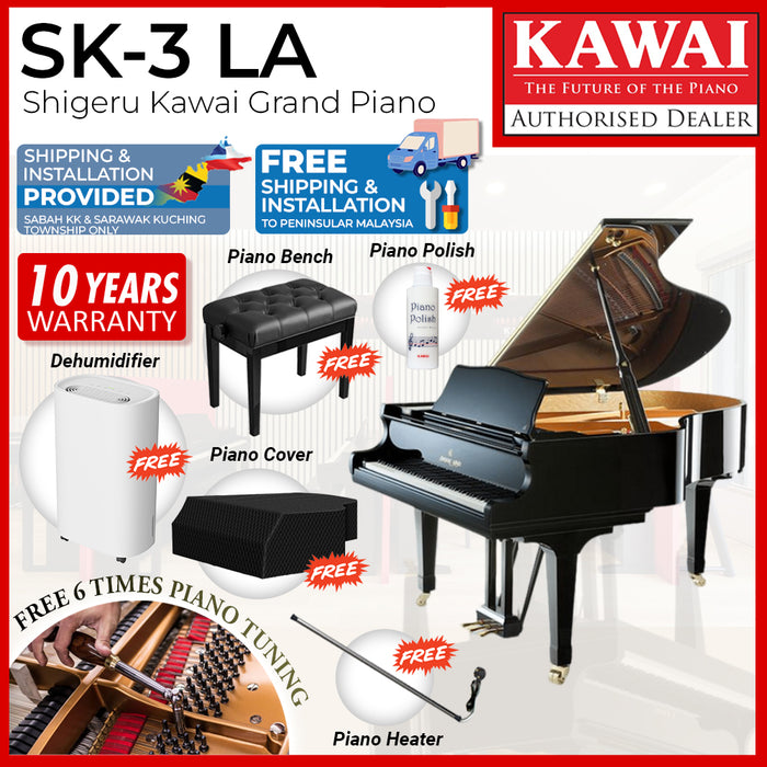 Kawai SK-3LA [Made In Japan] Shigeru Kawai Classical Grand Piano - Ebony Polish