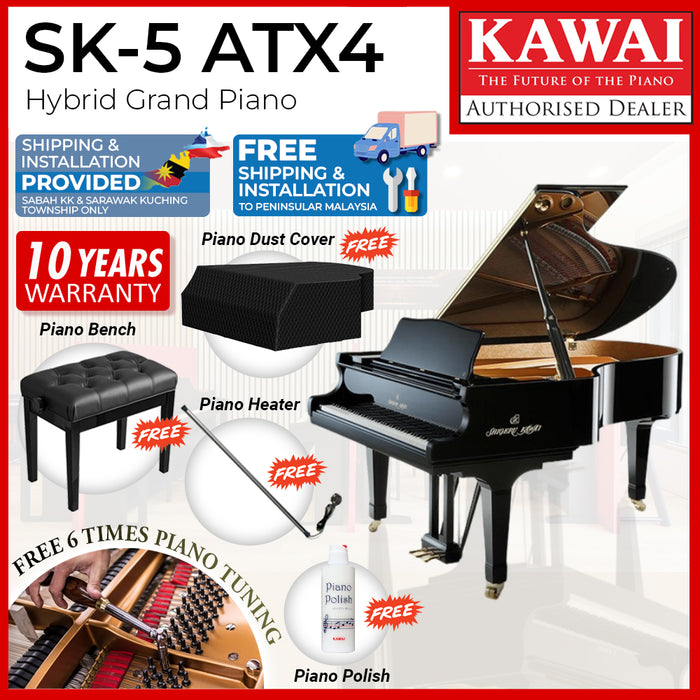 Kawai SK-5 ATX4 [Made In Japan] Shigeru Kawai Hybrid Concert Grand Piano - Ebony Polish