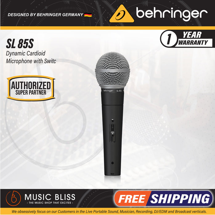 Behringer SL85S Dynamic Cardioid Microphone with Switch and Protective Hardcase - Music Bliss Malaysia