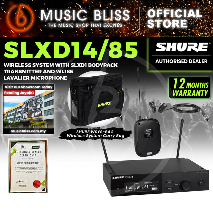 Shure SLXD14/85 Wireless System with SLXD1 Bodypack Transmitter and WL185 Lavalier Microphone