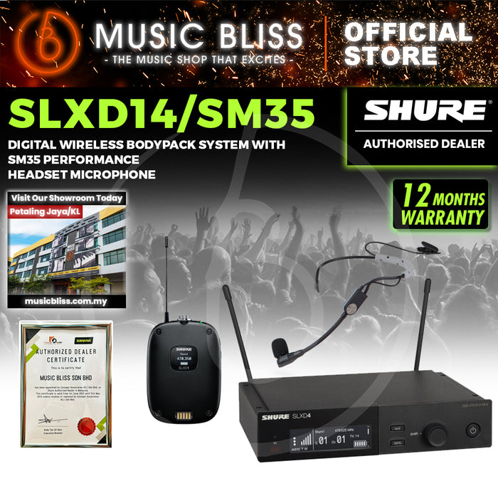 Shure SLXD14/SM35 Wireless System with SLXD1 Bodypack Transmitter and SM35 Headset Microphone