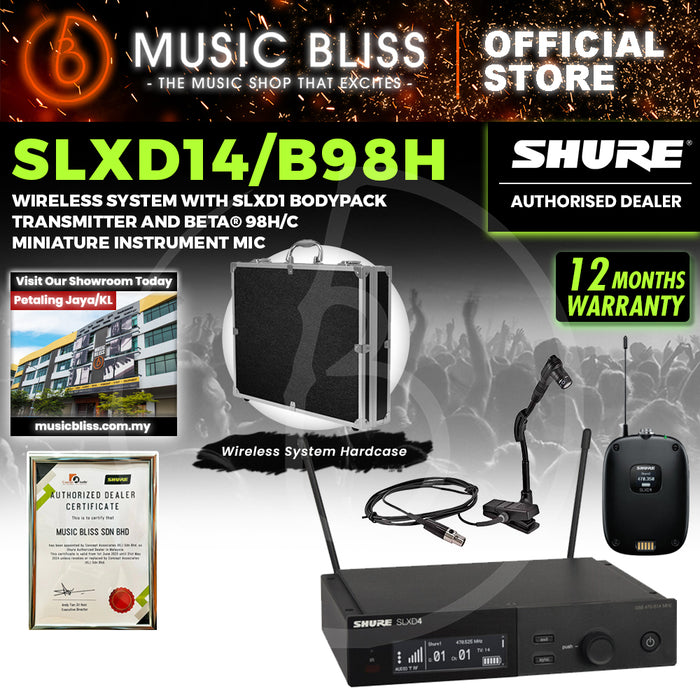 Shure SLXD14/B98H Wireless Instrument Microphone System with SLXD1 Bodypack Transmitter, Beta 98H Instrument Microphone