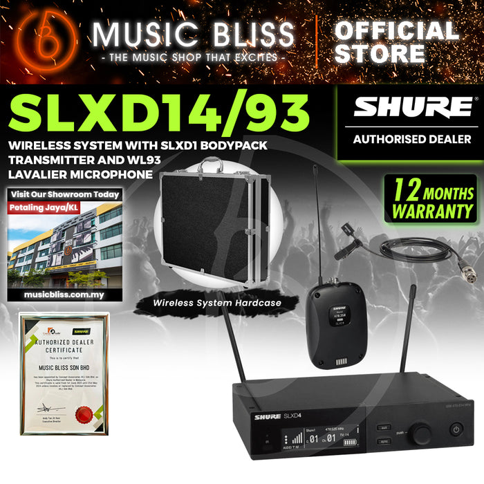 Shure SLXD14/93 Wireless System with SLXD1 Bodypack Transmitter and WL93 Lavalier Microphone