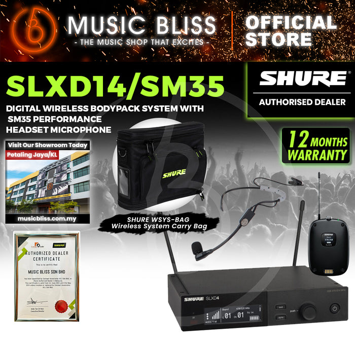 Shure SLXD14/SM35 Wireless System with SLXD1 Bodypack Transmitter and SM35 Headset Microphone