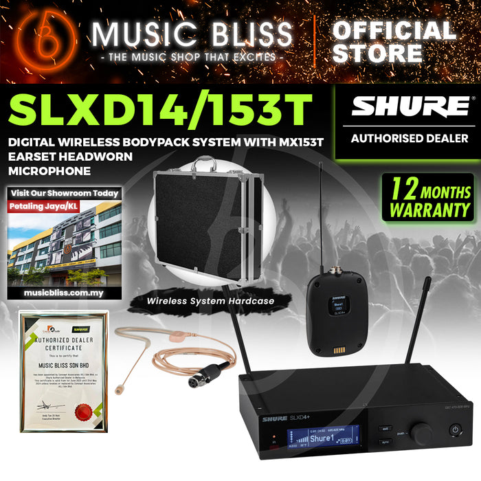 Shure SLXD14/153T Wireless Earset Microphone System with SLXD1 Bodypack Transmitter and MX153T Earset