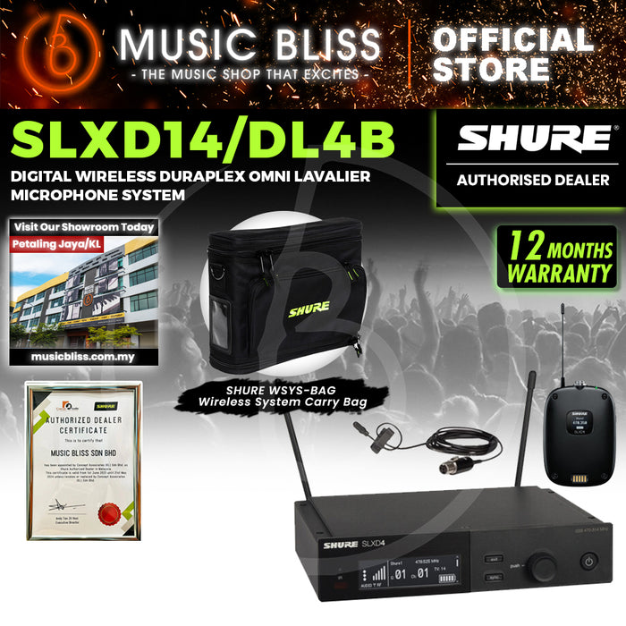 Shure SLXD14/DL4 Wireless System with SLXD1 Bodypack Transmitter and DL4 Lavalier Microphone
