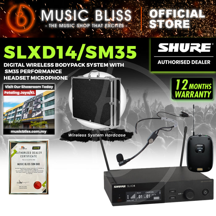 Shure SLXD14/SM35 Wireless System with SLXD1 Bodypack Transmitter and SM35 Headset Microphone