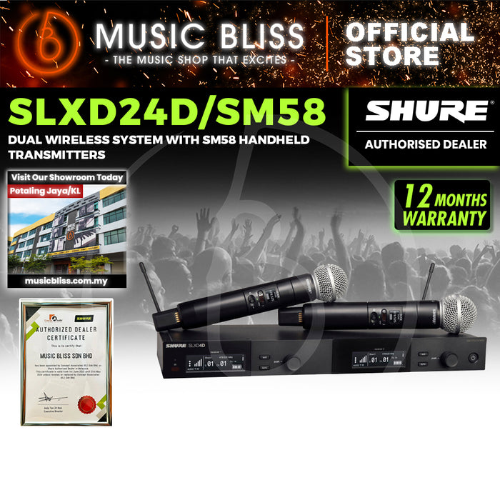 Shure SLXD24D/SM58 Digital Wireless Dual Handheld Microphone System with SM58 Handheld Transmitters