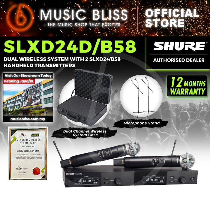 Shure SLXD24D/B58 Digital Wireless Dual Handheld Microphone System with BETA 58A Handheld Transmitters