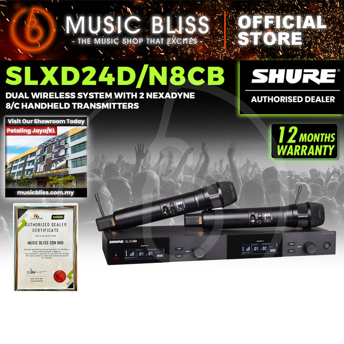 Shure SLXD24D/N8CB Dual Wireless System With 2 Nexadyne 8/C Handheld Transmitters