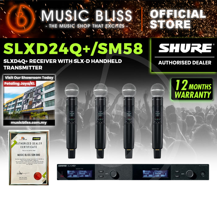 Shure SLXD24Q+/SM58 Wireless System Quad Channel Receiver with SM58 Handheld Transmitter