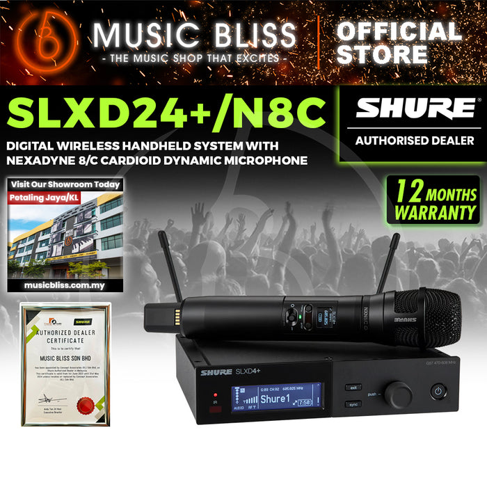 Shure SLXD24+/N8C Digital Wireless Handheld System with Nexadyne 8/C Cardioid Dynamic Microphone