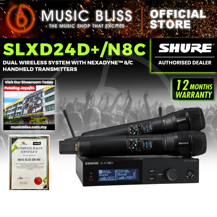 Shure SLXD24D+/N8C Dual Wireless System with Nexadyne 8/C Handheld Transmitters