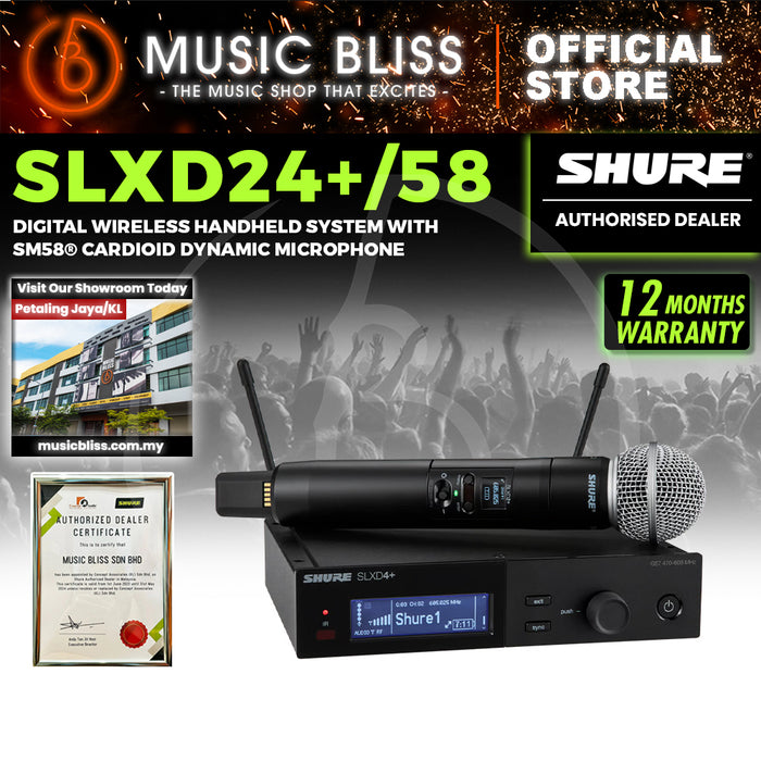 Shure SLXD24+/SM58 Digital Wireless Handheld System with SM58 Cardioid Dynamic Microphone - G66