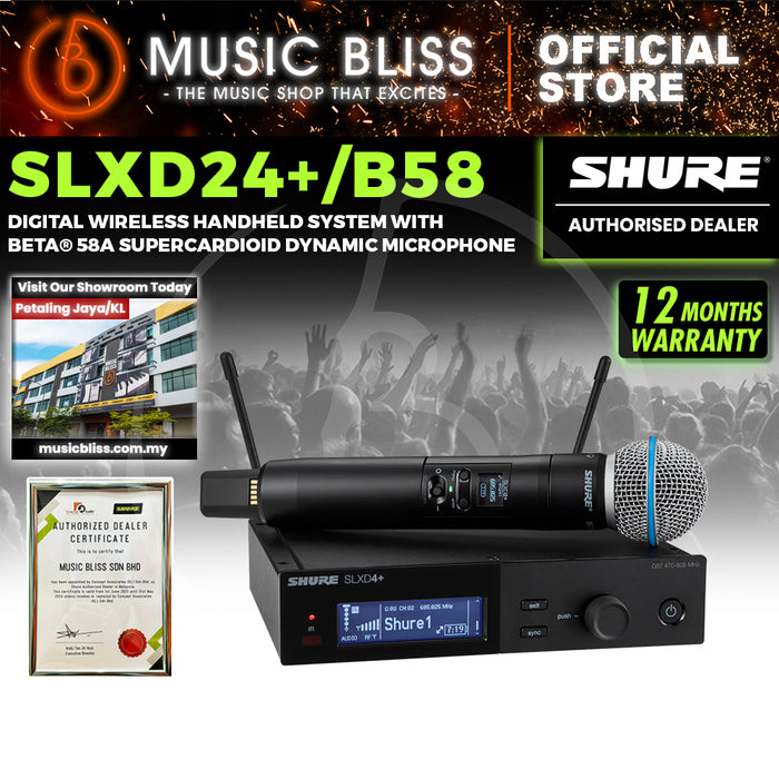 Shure SLXD24+/B58 Digital Wireless Handheld System with Beta58A Supercardioid Dynamic Microphone