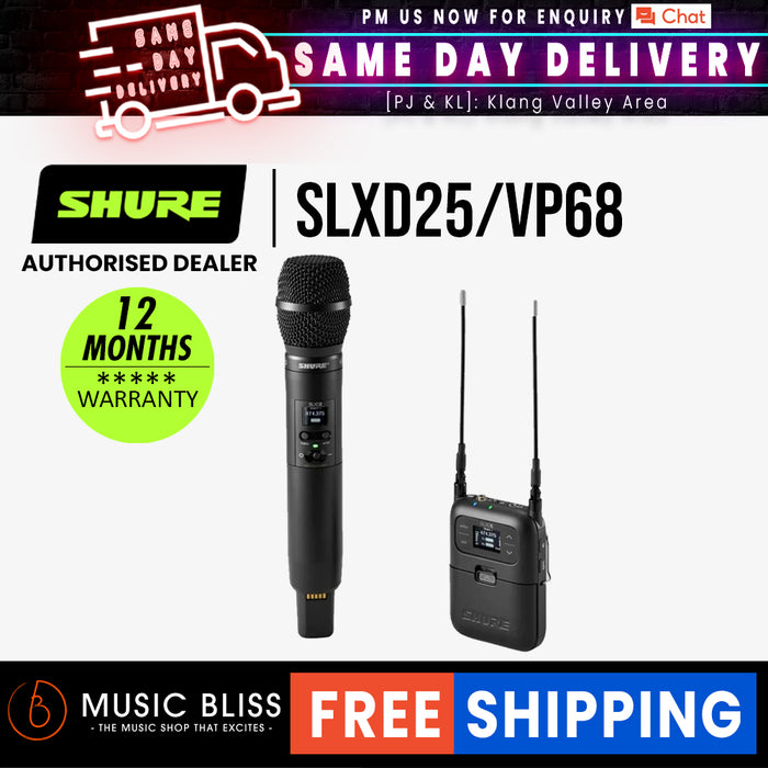 Shure SLXD25/VP68 Portable Wireless System with VP68 Handheld Transmitter - Music Bliss Malaysia