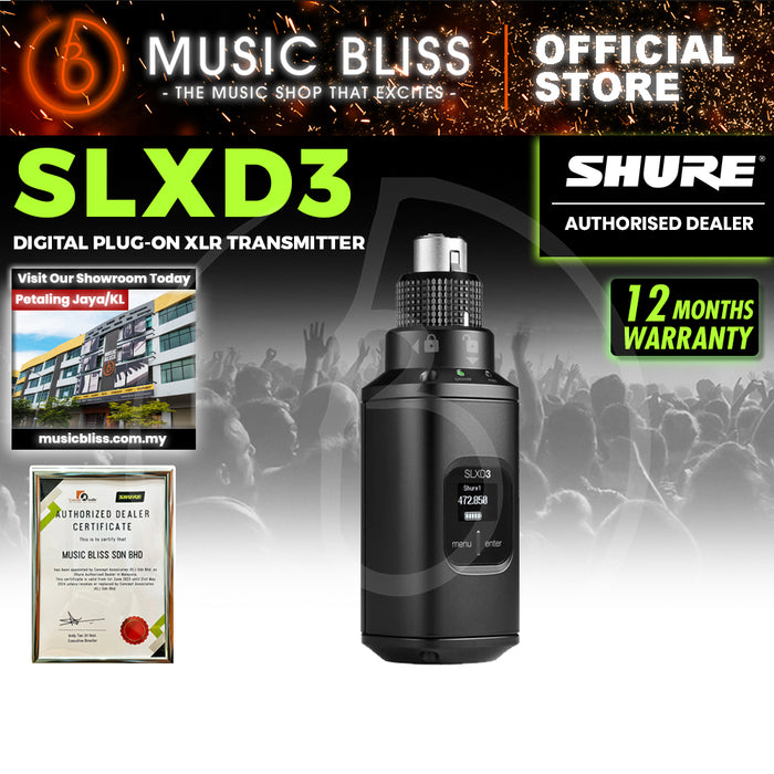 Shure SLXD3 Plug-On Digital Wireless Transmitter With XLR Connector