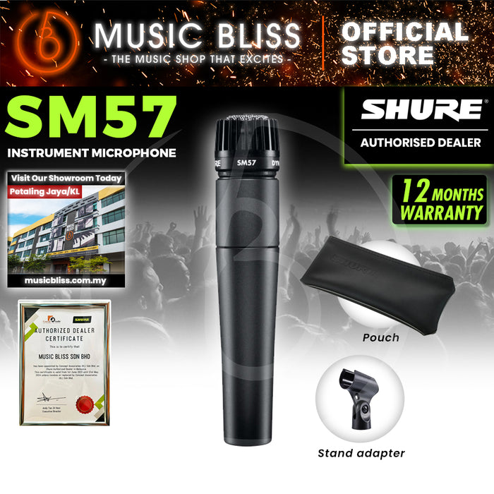 Shure SM57-LC Dynamic Instrument Microphone Includes Stand Adapter, Zippered Carrying Case