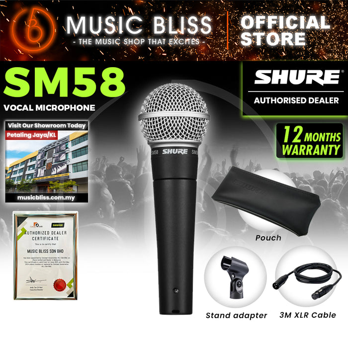Shure SM58-LC Handheld Dynamic Vocal Microphone Includes Stand Adapter, Zippered Carrying Case