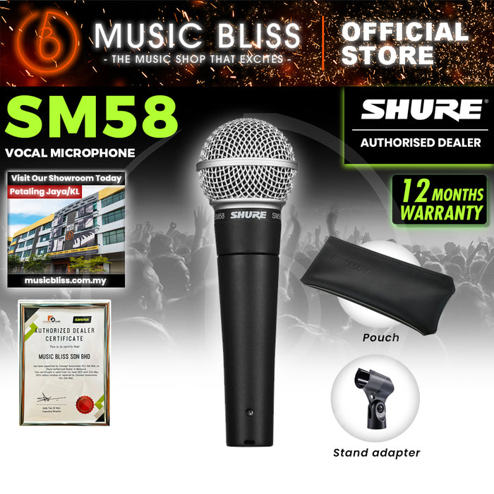 Shure SM58-LC Handheld Dynamic Vocal Microphone Includes Stand Adapter, Zippered Carrying Case