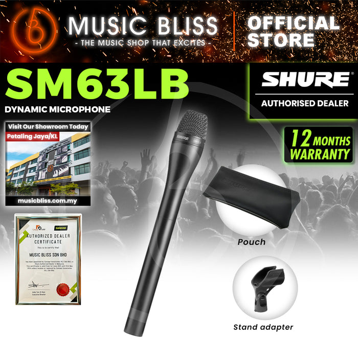 Shure SM63LB Dynamic Microphone with Extended Handle - Black
