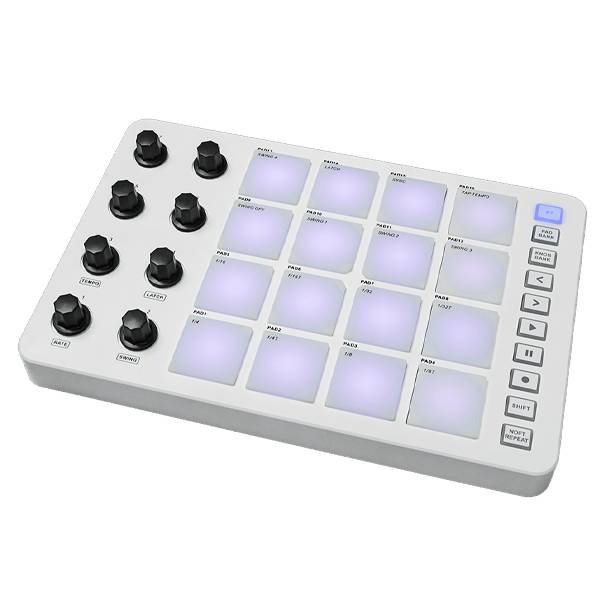 M-Vave SMC-PAD Wireless MIDI Pad Controller, 16 RGB Pads, 8 Knobs, Battery Powered, USB & 3.5mm MIDI Out, DAW Compatible (SMCPAD)