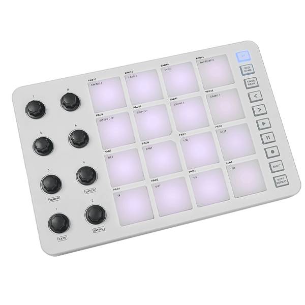 M-Vave SMC-PAD Wireless MIDI Pad Controller, 16 RGB Pads, 8 Knobs, Battery Powered, USB & 3.5mm MIDI Out, DAW Compatible (SMCPAD)