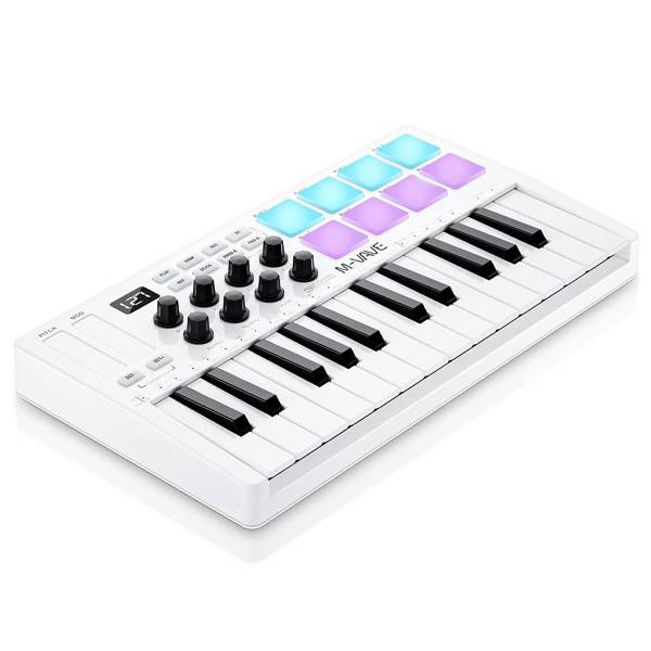 M-Vave SMK25 25-Key Wireless MIDI Keyboard Controller, Velocity Keys, Pitch/Mod Wheels, 8 RGB Drum Pads, USB-MIDI