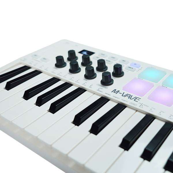 M-Vave SMK25 25-Key Wireless MIDI Keyboard Controller, Velocity Keys, Pitch/Mod Wheels, 8 RGB Drum Pads, USB-MIDI