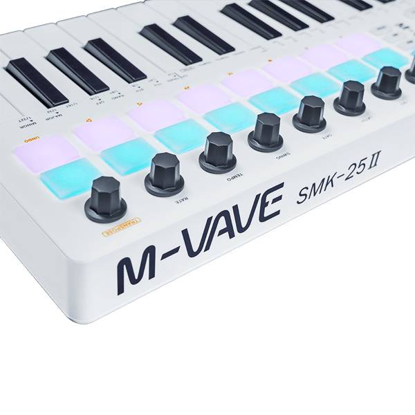 M-Vave SMK25 II 25-Key Wireless MIDI Keyboard Controller, Velocity Keys, 16 RGB Pads, Knobs & Wheels, USB-C