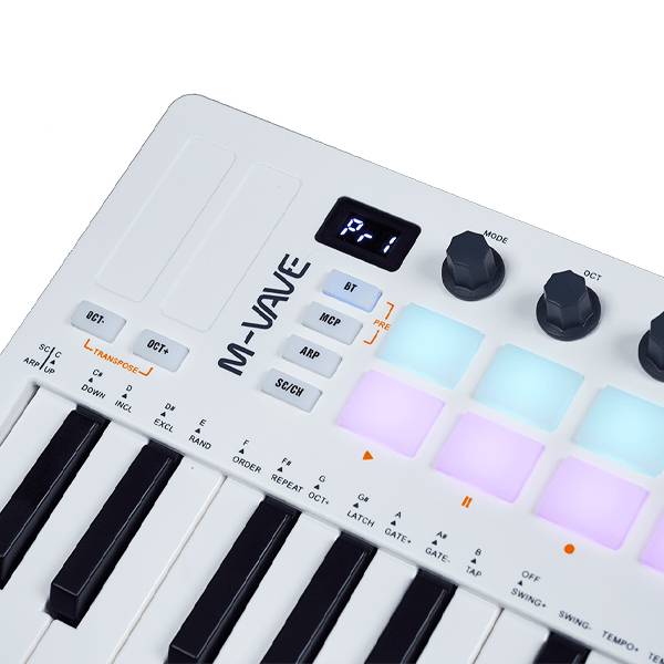 M-Vave SMK25 II 25-Key Wireless MIDI Keyboard Controller, Velocity Keys, 16 RGB Pads, Knobs & Wheels, USB-C