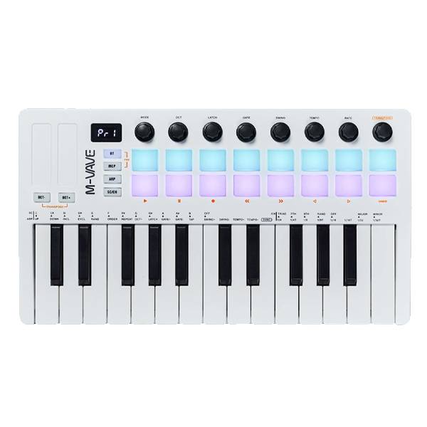 M-Vave SMK25 II 25-Key Wireless MIDI Keyboard Controller, Velocity Keys, 16 RGB Pads, Knobs & Wheels, USB-C
