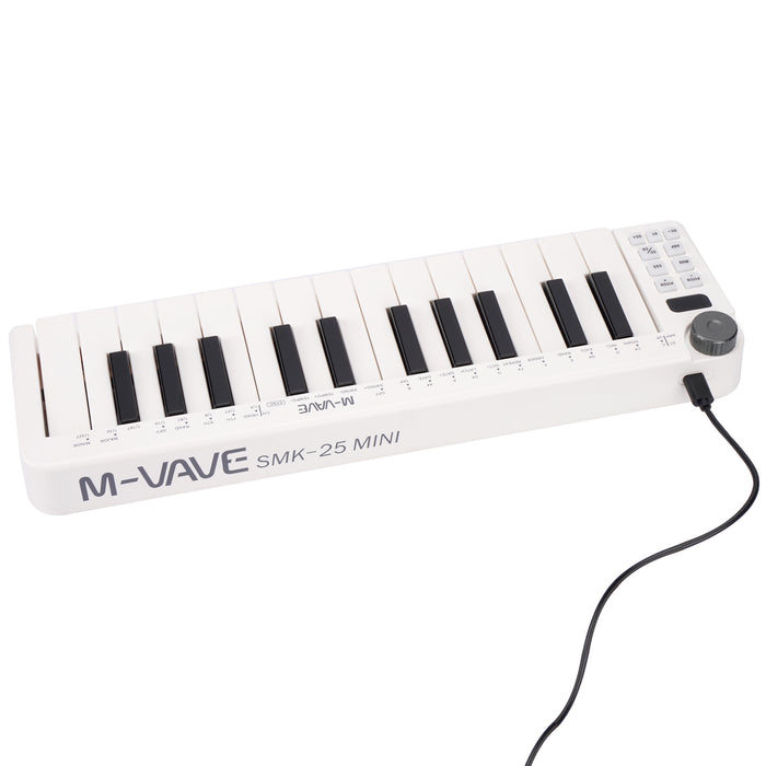 M-Vave SMK25 Mini Portable 25-Key MIDI Keyboard, Velocity Sensitive Keys, USB-MIDI, Travel-Friendly