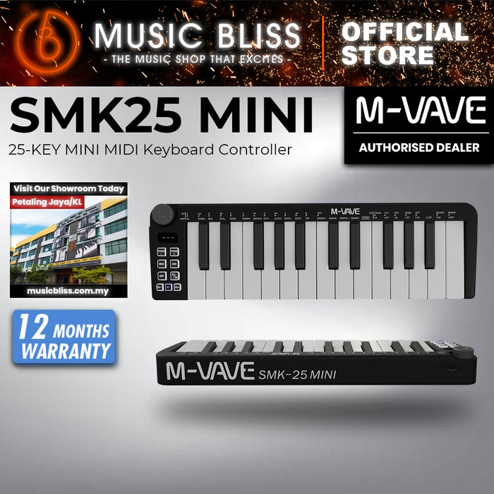 M-Vave SMK25 Mini Portable 25-Key MIDI Keyboard, Velocity Sensitive Keys, USB-MIDI, Travel-Friendly