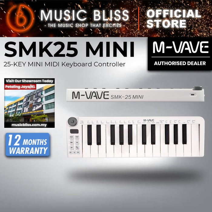 M-Vave SMK25 Mini Portable 25-Key MIDI Keyboard, Velocity Sensitive Keys, USB-MIDI, Travel-Friendly