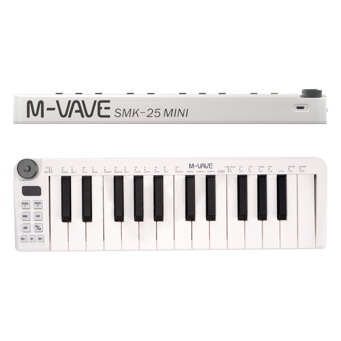 M-Vave SMK25 Mini Portable 25-Key MIDI Keyboard, Velocity Sensitive Keys, USB-MIDI, Travel-Friendly