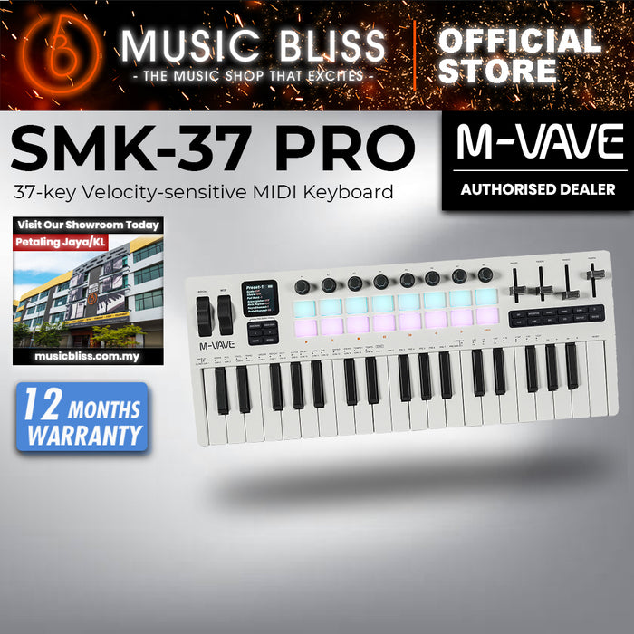 M-Vave SMK37 Pro 37-Key MIDI Keyboard Controller, Wireless & USB-MIDI, Drum Pads, OLED Display, DAW Control