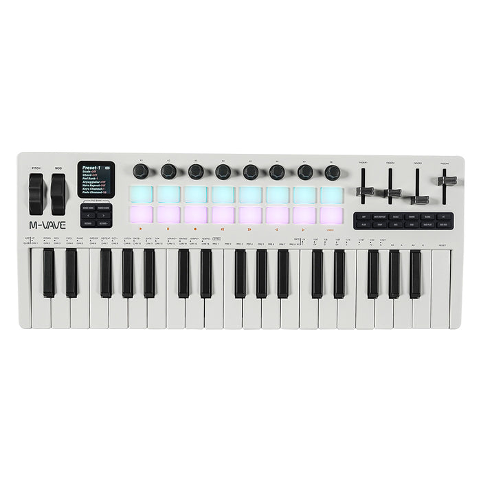 M-Vave SMK37 Pro 37-Key MIDI Keyboard Controller, Wireless & USB-MIDI, Drum Pads, OLED Display, DAW Control