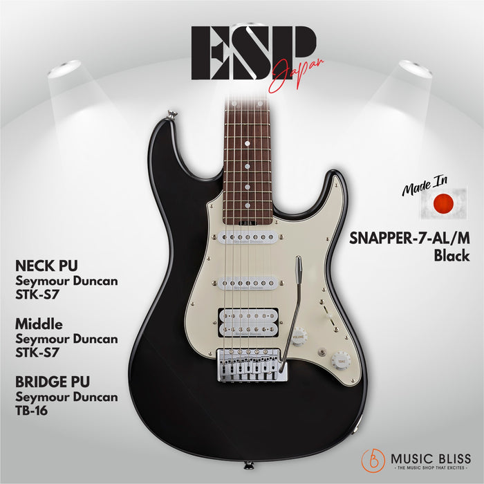 ESP Original SNAPPER-7-AL/M - Black [MIJ - Made in Japan] - Music Bliss Malaysia