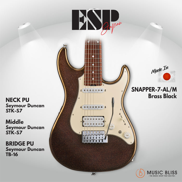 ESP Original SNAPPER-7-AL/M - Brass Black [MIJ - Made in Japan] - Music Bliss Malaysia