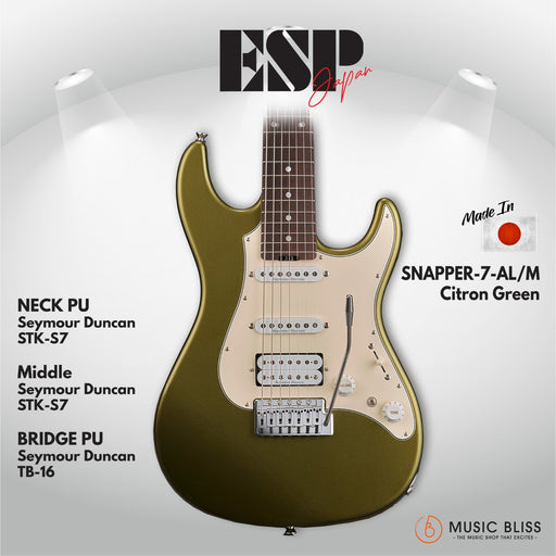 ESP Original SNAPPER-7-AL/M - Citron Green [MIJ - Made in Japan] - Music Bliss Malaysia